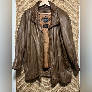 Pelle New York Milano Men's Vintage Genuine Brown Leather Jacket,Size M